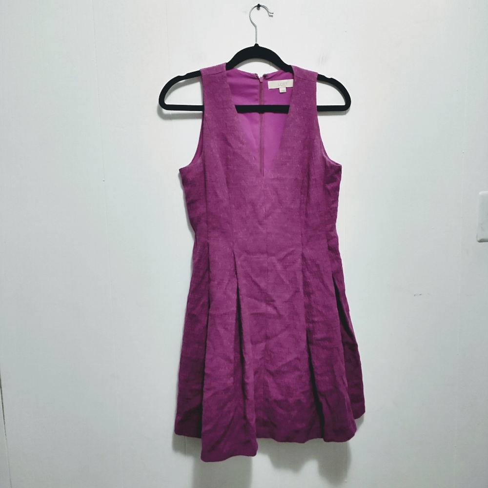 Loft pink fit and flare dress